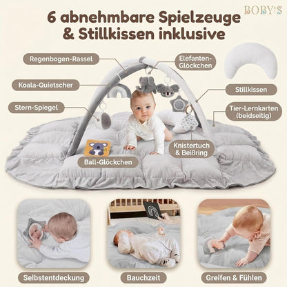 5-in-1 Baby Spielmatte mit Spielbogen & Babynest
