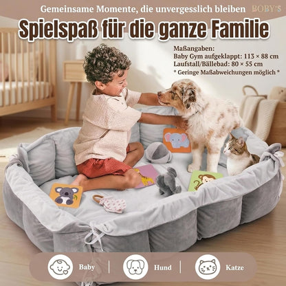 5-in-1 Baby Spielmatte mit Spielbogen & Babynest
