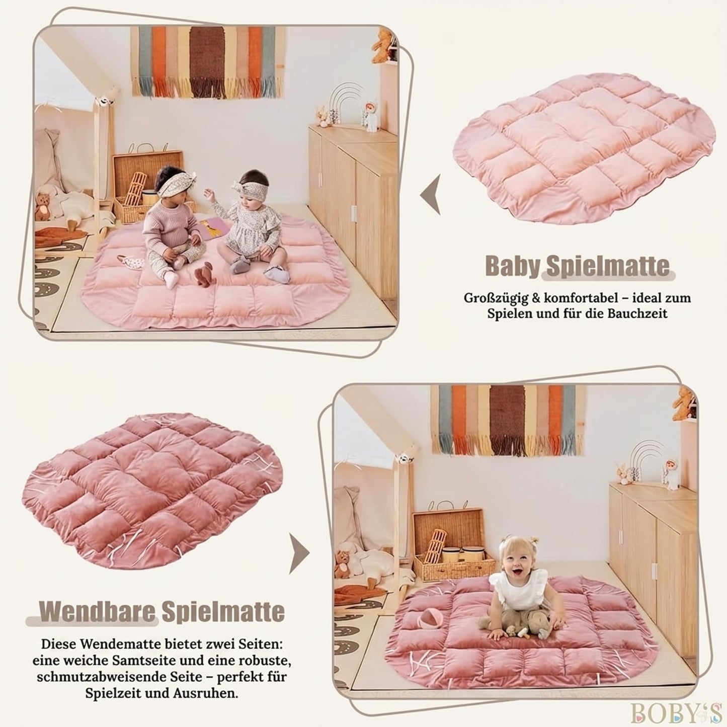 5-in-1 Baby Spielmatte mit Spielbogen & Babynest