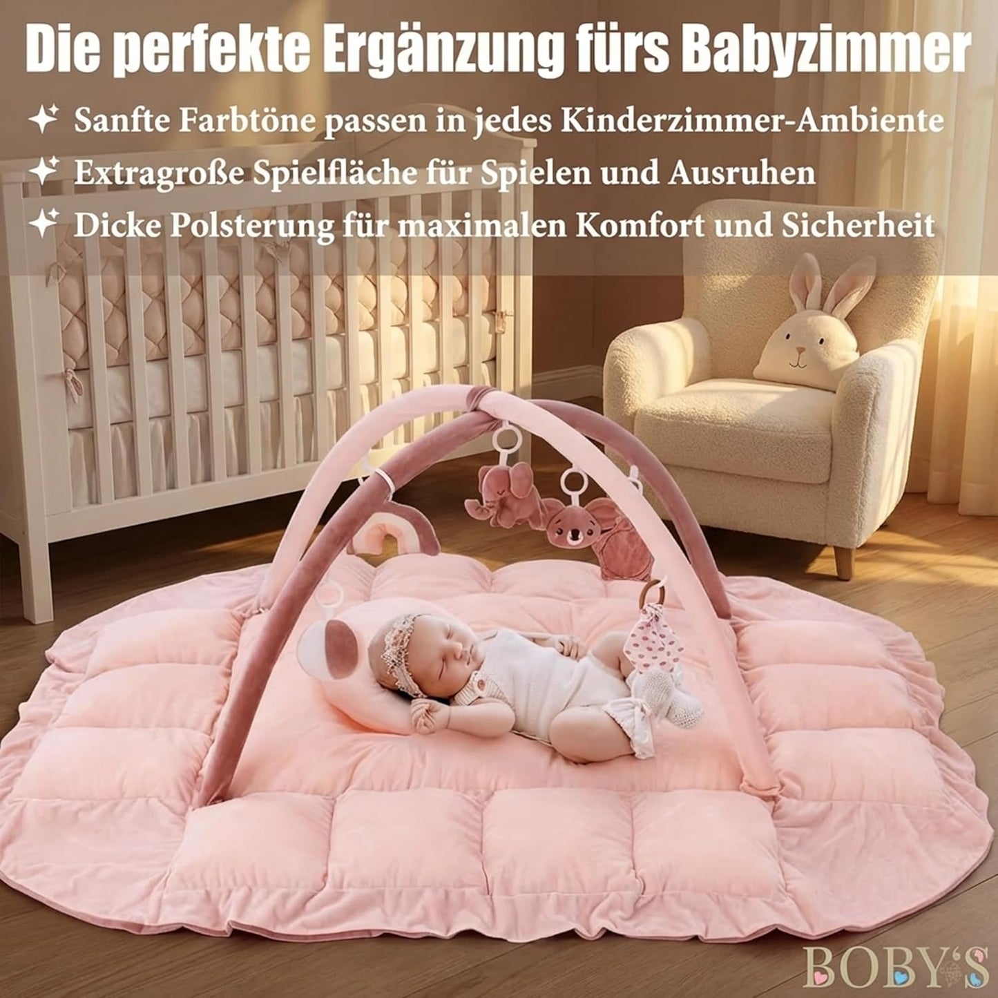 5-in-1 Baby Spielmatte mit Spielbogen & Babynest