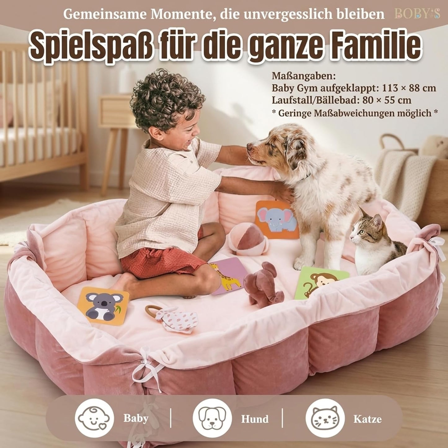 5-in-1 Baby Spielmatte mit Spielbogen & Babynest